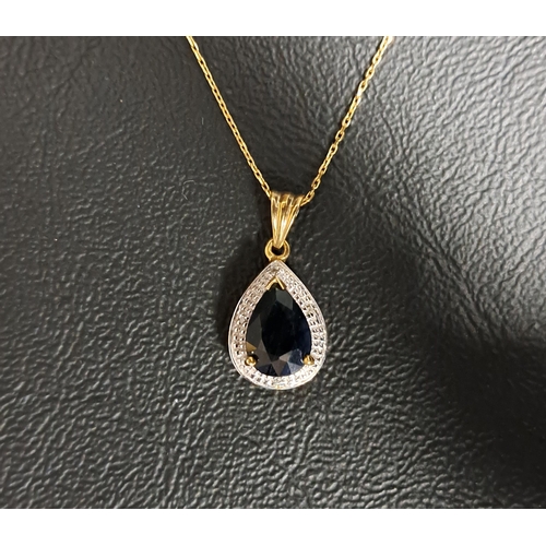 120 - SAPPHIRE AND DIAMOND PENDANT
the pear cut sapphire approximately 1.2cts in nine carat gold surround ... 