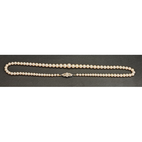 141 - GOOD QUALITY GRADUATED PEARL NECKLACE
the pearls ranging in size from 3.9mm to 8mm in diameter, with... 