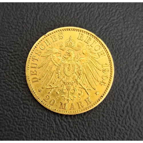 542 - WILHELM II - PRUSSIA - 20 MARKS GOLD COIN
dated 1904, .900 gold and 7.9 grams