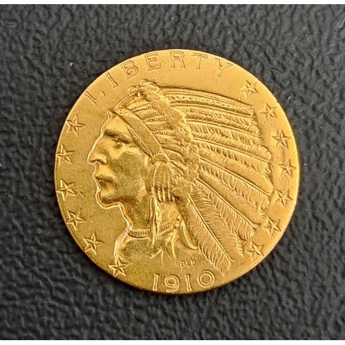 543 - USA INDIAN HEAD 5 DOLLARS GOLD COIN
dated 1910, .900 gold and 8.3 grams