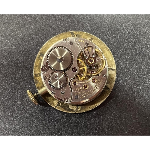 132 - GENTLEMAN'S LONGINES FOURTEEN CARAT GOLD CASED WRISTWATCH
circa 1950, the black dial with Arabic num... 