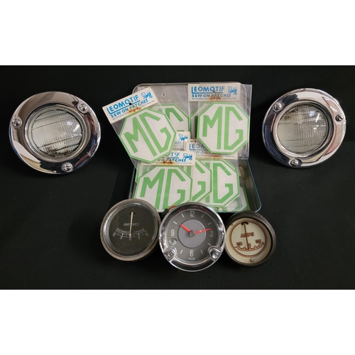 467 - SELECTION OF AUTOMOTIVE INTEREST ITEMS
comprising two classic Lucas domed headlamps; two gauges; smi... 