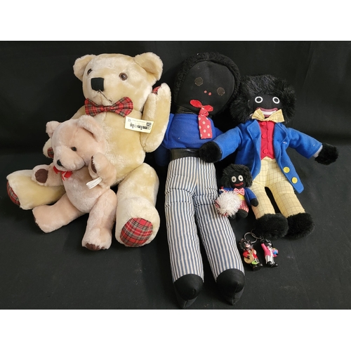 539 - SELECTION OF DOLLS AND TEDDIES
comprising large teddy bear with tartan details; smaller teddy bear w... 