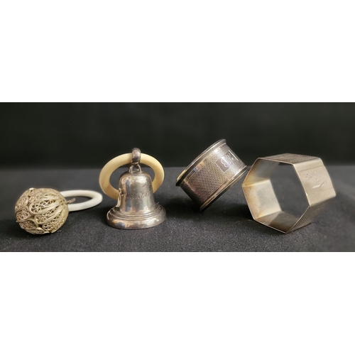 266 - SELECTION OF SILVER
including Napkin ring initialled and hallmarked Birmingham 1932, 17 grams; an in... 