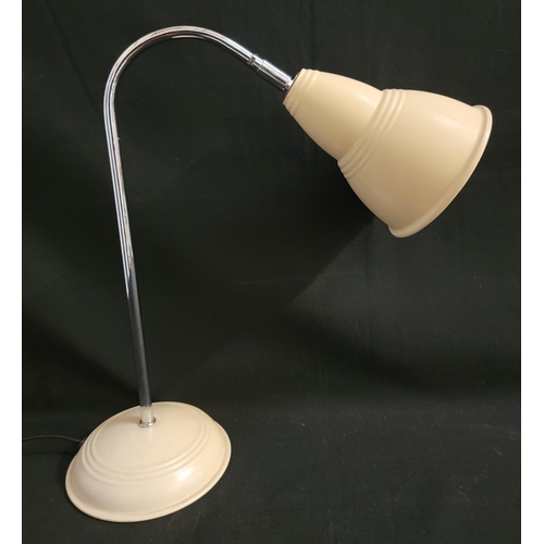 707 - CURVED DESK LAMP
base and shade in cream with chrome neck, 43.5cm height