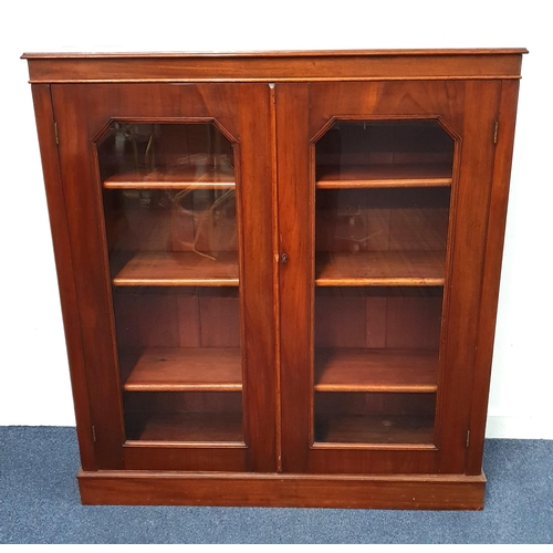 659 - EDWARDIAN MAHOGANY GLAZED BOOK CASE
with glazed doors and four shelves, with bead detail, 121 x 134 ... 