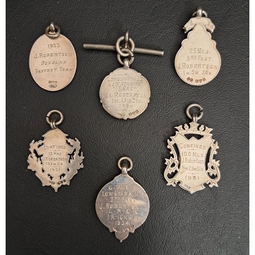 262 - SELECTION OF SIX SILVER CYCLING MEDALS
all dating from the 1930s, of various designs, two with gold ... 