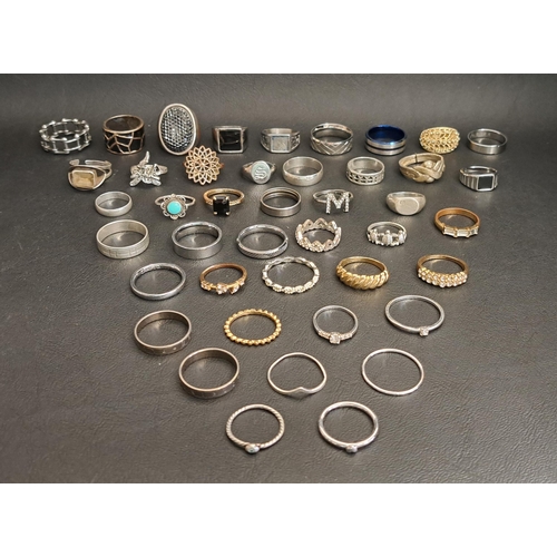 231 - SELECTION OF SILVER AND OTHER RINGS
including enamel, stone and paste set examples