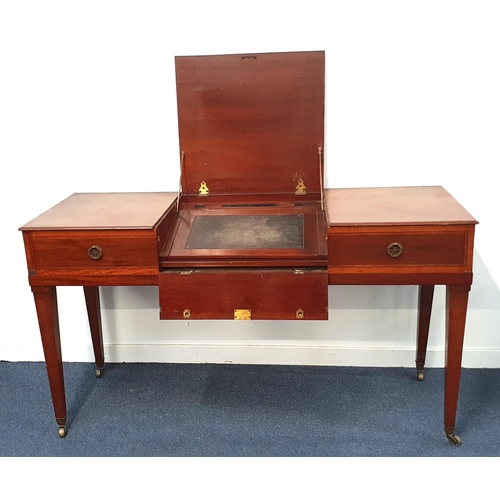 626 - REGENCY SQUARE PIANO DESK
the mahogany square piano case with marquetry edging converted into a desk... 