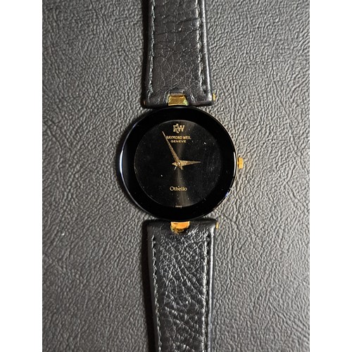 191 - RAYMOND WEIL OTHELLO WRISTWATCH
with crystal set black dial and gold plated case, the backplate numb... 