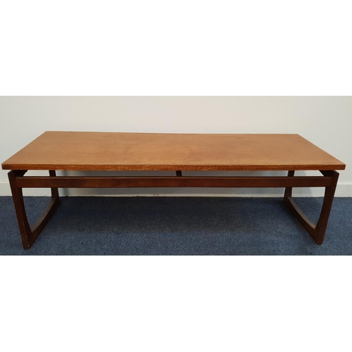 725 - MID-CENTURY G-PLAN TEAK COFFEE TABLE 
on quadrille legs, 137 x 43 x 46cm