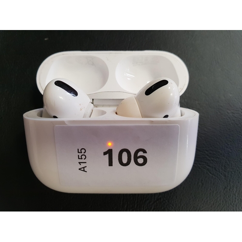 106 - PAIR OF APPLE AIRPODS PRO
in Pro charging case
Note: one airpod missing tip and the other is very di... 