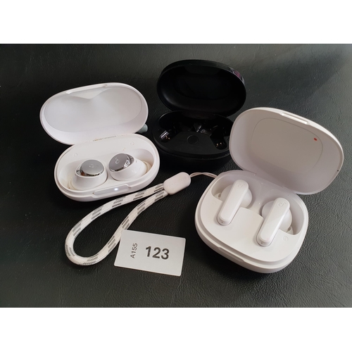 123 - TEO PAIRS OF SOUNDCORE EARBUDS IN CHARGING CASES
and an empty Soundcore charging case