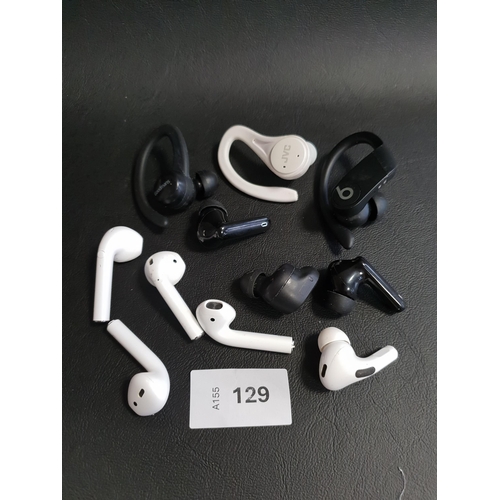 129 - SELECTION OF ELEVEN LOOSE EARBUDS
including Apple, Goodmans and Beats (11)