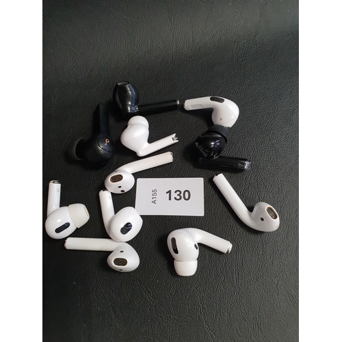 130 - SELECTION OF ELEVEN LOOSE EARBUDS
including Apple and Soundcore (11)