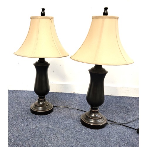 678 - PAIR OF CONTEMPORARY TABLE LAMPS BY STYLECRAFT
of ebonised style with finials, 74cm high (2)