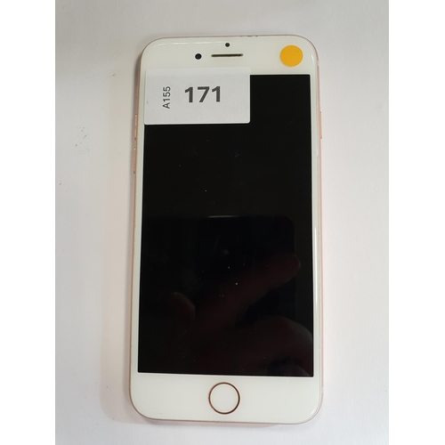 171 - APPLE IPHONE 8
IMEI 358709099016887. 64GB. NOT Apple Account locked. 
Note: It is the buyer's respon... 