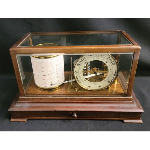 460 - OAK CASED BAROGRAPH 
in glazed case with chart drawer below, marked 'Edward & Sons, Glasgow', 35.5 x... 