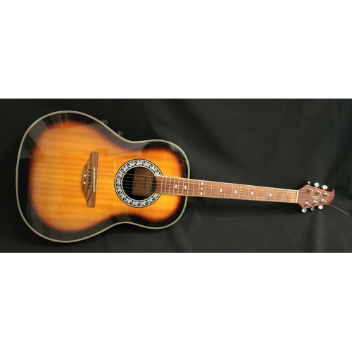 507 - TANGLEWOOD TM0-7 SEMI ACOUSTIC GUITAR
labelled as above, with sunburst finish