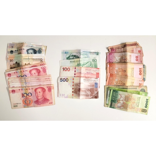 548 - ASSORTMENT OF FOREIGN BANK NOTES 
comprising approximately 700 Hong Kong Dollars, 1,670 Chinese Yuan... 