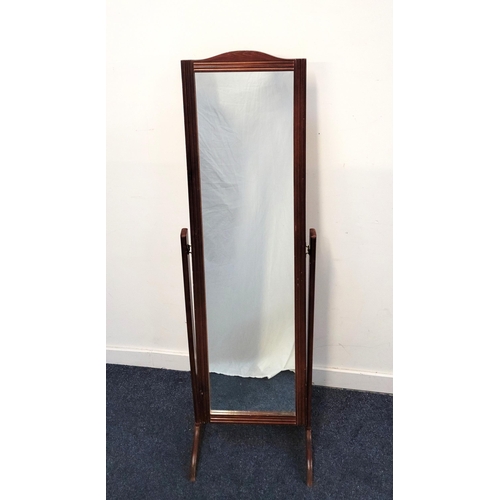 613 - CHEVAL FREESTANDING DRESSING MIRROR
with mahogany frame, 53 x 152cm