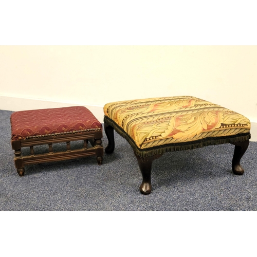 645 - TWO ANTIQUE MAHOGANY FOOT STOOLS
the smaller example with balustrade detail (2)