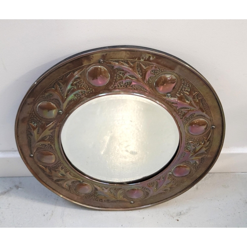 703 - KESWICK ARTS AND CRAFTS ROUND COPPER MIRROR
stamped KSIA (Keswick School of Industrial Arts) and lab... 