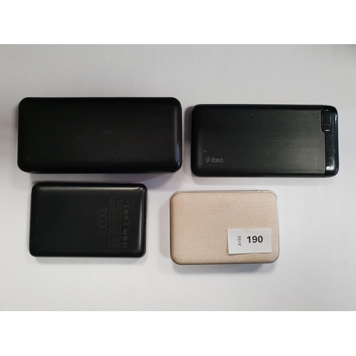 190 - SELECTION OF FOUR POWERBANKS
including Verger and Ttec (4)