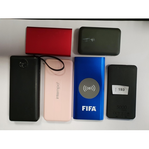 193 - SELECTION OF SIX POWERBANKS
including Juice and intempo (6)