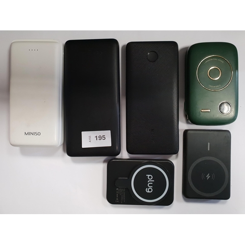 195 - SELECTION OF SIX POWERBANKS
including 2x Anker (6)