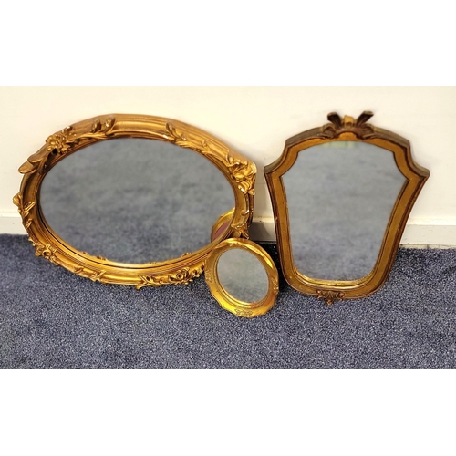 621 - THREE GILT FRAMED VINTAGE WALL MIRRORS
The largest framed with swags and flora, 60 x 46cm (3)