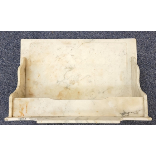 653 - VICTORIAN MARBLE WASH STAND TOP
of mottled marble with shelf and back, 79 x 20 x 50cm