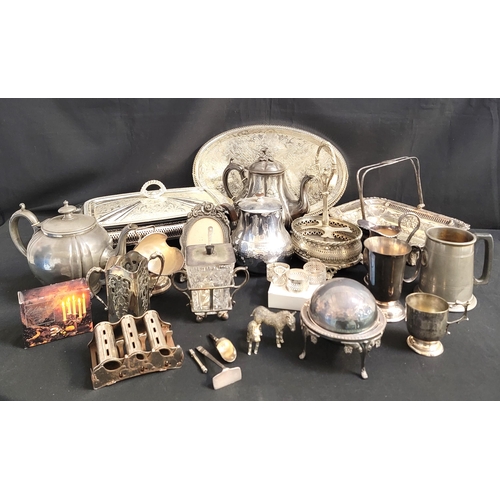 264 - ASSORTMENT OF SILVER PLATED, PEWTER AND WHITE METAL ITEMS
including serving dishes, tray, bon-bon di... 