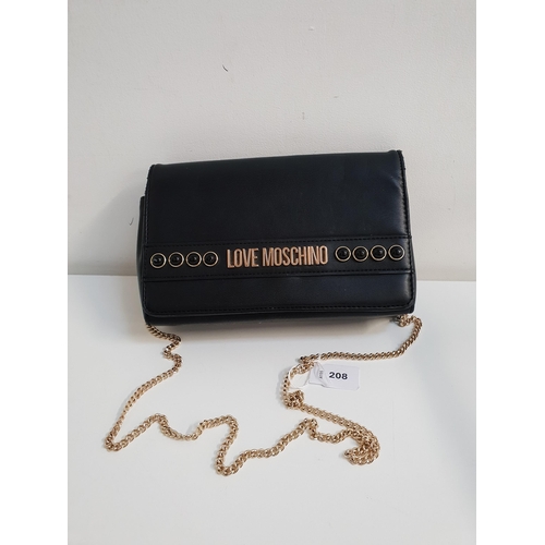 208 - LOVE MOSCHINO LEATHER CLUTCH BAG
with black cabochon stud detail and gilt metal shoulder strap