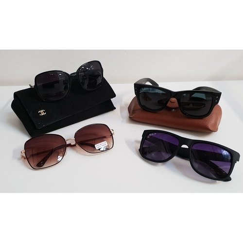 213 - FOUR PAIRS OF DESIGNER SUNGLASSES
comprising Chanel with case, 2x Ray-Ban, one pair with case, and T... 