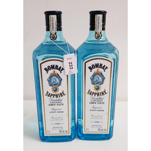 222 - TWO BOTTLES OF BOMBAY SAPPHIRE LONDON DRY GIN
both 1L and 40%
Note: You must be over the age of 18 t... 