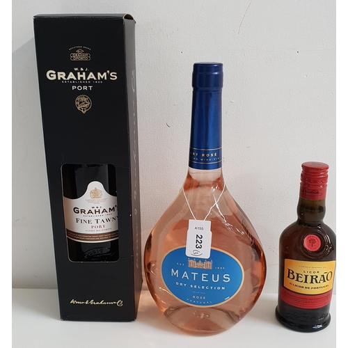 223 - ONE BOTTLE OF GRAHAM'S FINE TAWNY PORT
(75cl and 19%); together with a bottle of Mateus Rose (750ml ... 