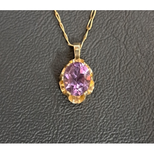 81 - AMETHYST SINGLE STONE PENDANT
the oval cut amethyst approximately 2cts in nine carat gold mount and ... 