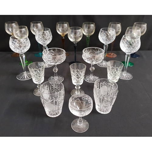 306 - ASSORTMENT OF CRYSTAL AND HOCK GLASSES
including nine hock glasses with etched detail and various co... 