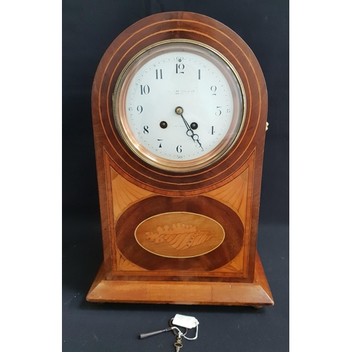 367 - AN EDWARDIAN MAHOGANY EIGHT DAY MANTLE CLOCK
with enamel dial marked 'Coventry Lever Co', the case w... 