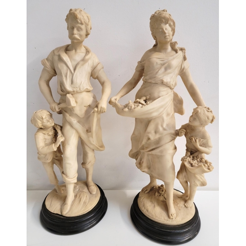 381 - PAIR OF LARGE RESIN FIGURINES 
one with Ironmonger and son signed indistinctly on the base, the othe... 