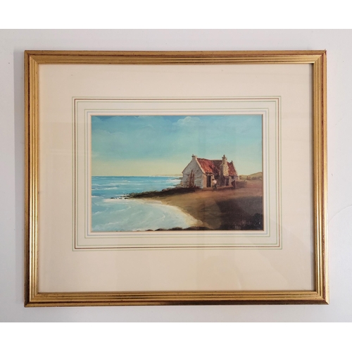 567 - VARIOUS PICTURES AND PRINTS
including an oil on board of a fishermans cottage, signed John M...... d... 