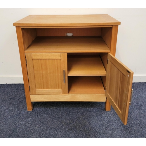 696 - CONTEMPORARY TV CABINET 
with two cupboard doors opening to reveal an internal shelf, 75 x 80 x 45cm... 