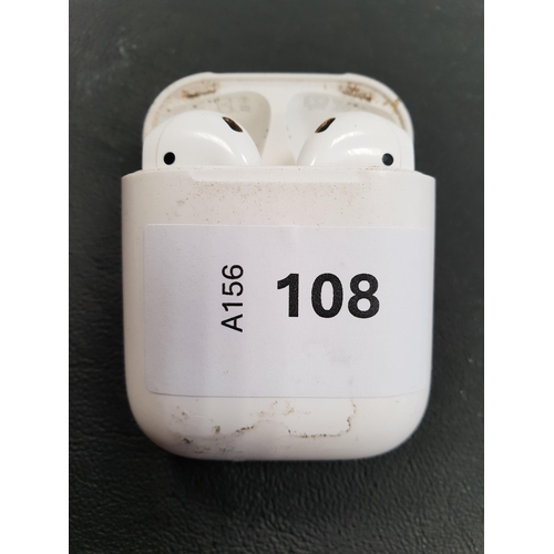 108 - PAIR OF APPLE AIRPODS 
in Lightning charging case
Note: Airpods model numbers not visible as too wor... 