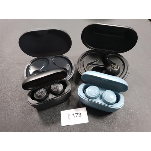 TWO PAIRS OF JLAB EARBUDS IN CHARGING CASES
together with a single Jlab earbud in charging case and an empty Jlab charging case