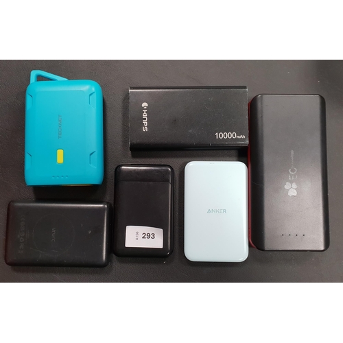 293 - SELECTION OF SIX POWERBANKS
including Anker and Tecknet (6)