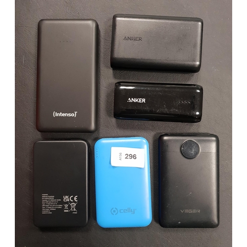 296 - SELECTION OF SIX POWERBANKS 
including 2x Anker (6)