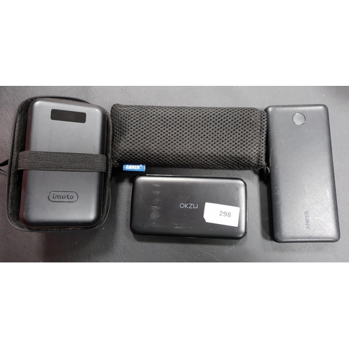 298 - SELECTION OF FOUR POWERBANKS 
including imuto and 2x Anker (4)