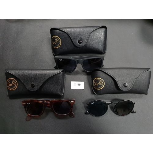 89 - THREE PAIRS OF RAY-BAN SUNGLASSES
all in cases