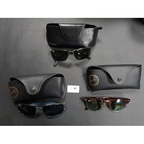 90 - THREE PAIRS OF RAY-BAN SUNGLASSES
in cases